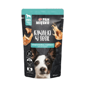 Pan Mięsko Komadići u umaku: svinjetina s divljom svinjom – mokra hrana za pse (150 g)