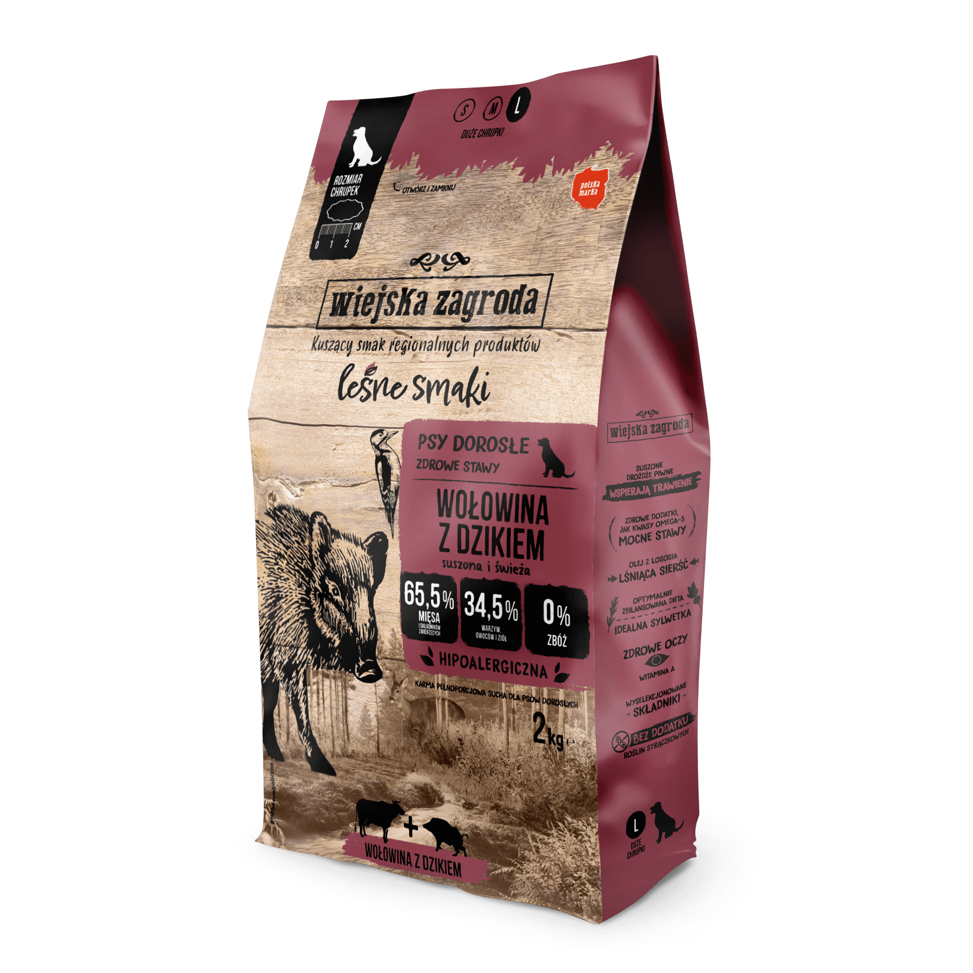 Wiejska Zagroda Forest Flavours Govedina s divljom svinjom – suha hrana za pse (2 kg)