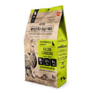 Wiejska Zagroda Patka s kruškom – suha hrana za pse (L granule, 9 kg)
