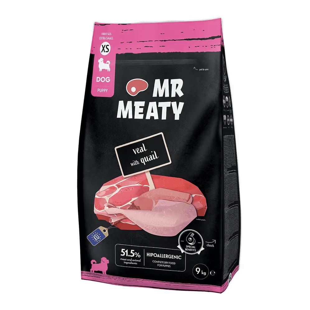 Mr Meaty Teletina s prepelicom za štence XS – suha hrana - Slika 3